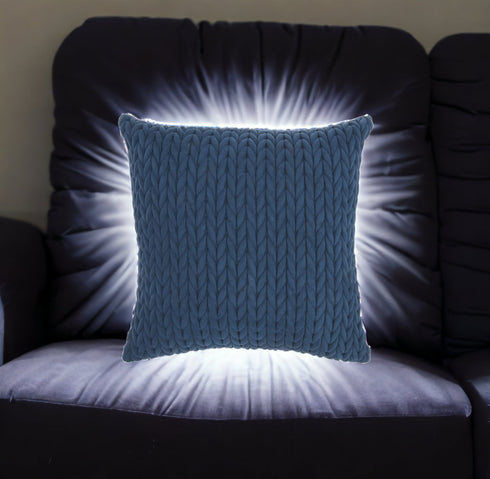 Blue Chunky Braid Throw Pillow